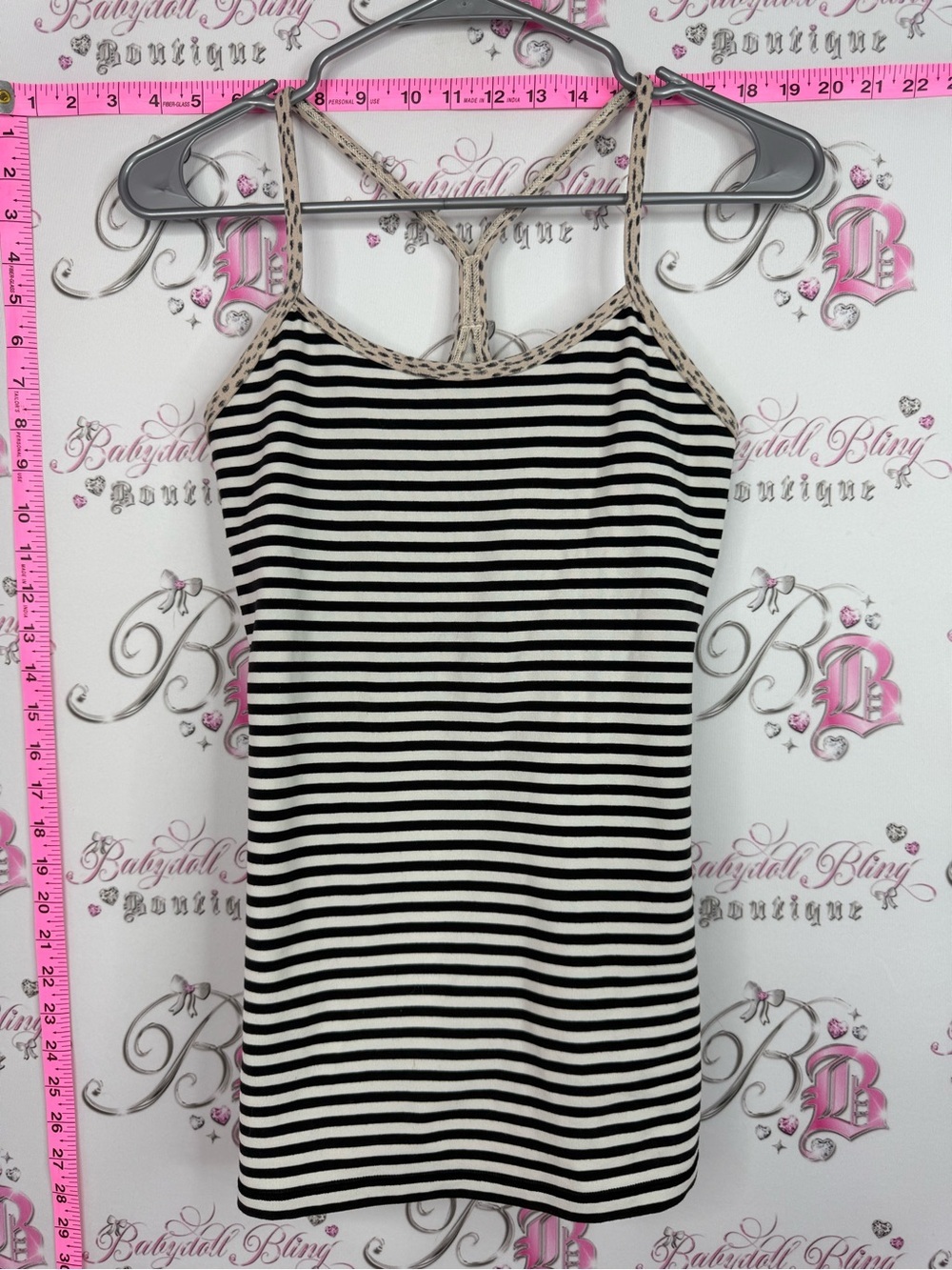 lululemon athletica tank top Black and White Striped Tank with Beige Trim